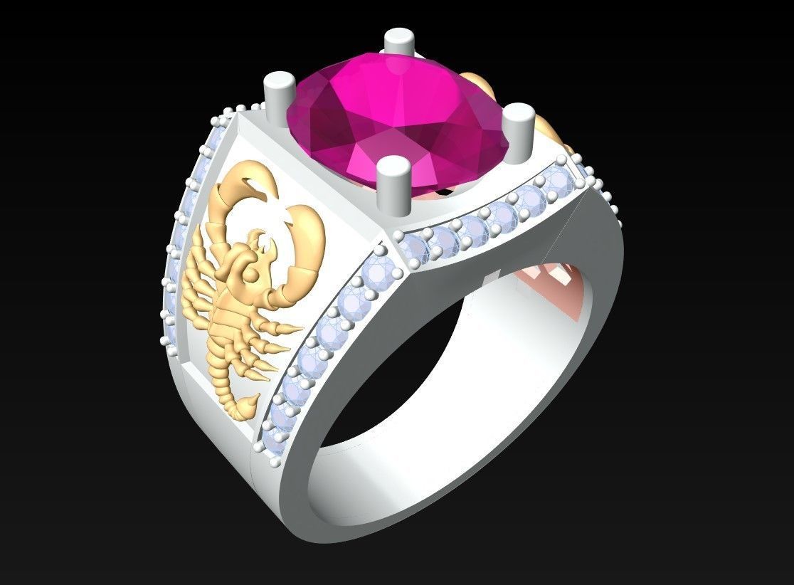 Scorpion Ring -Oval Rings - N1501 3D print model_3