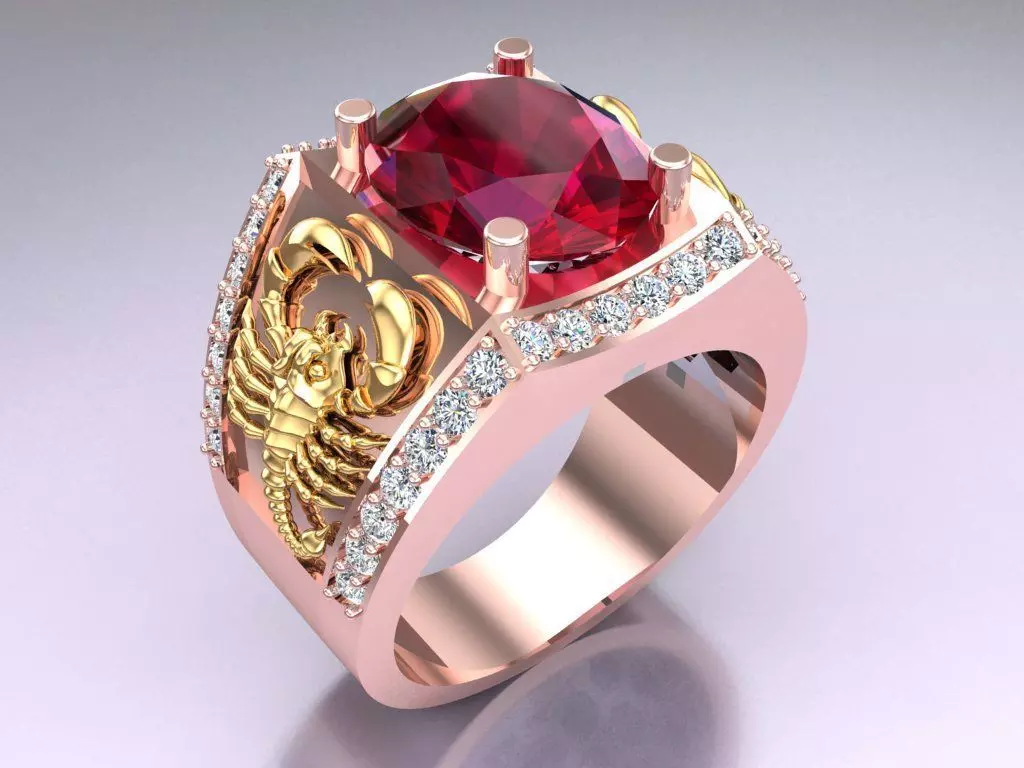 Scorpion Ring -Oval Rings - N1501 3D print model_0