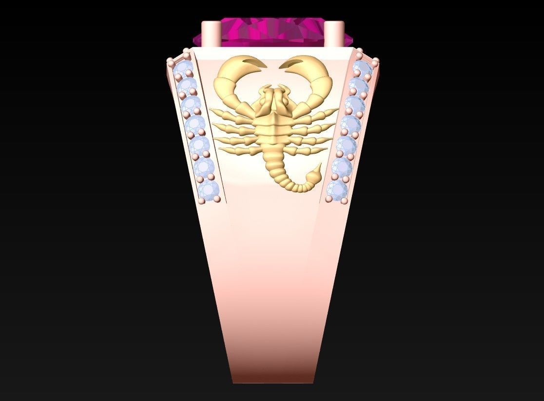 Scorpion Ring -Oval Rings - N1501 3D print model_5