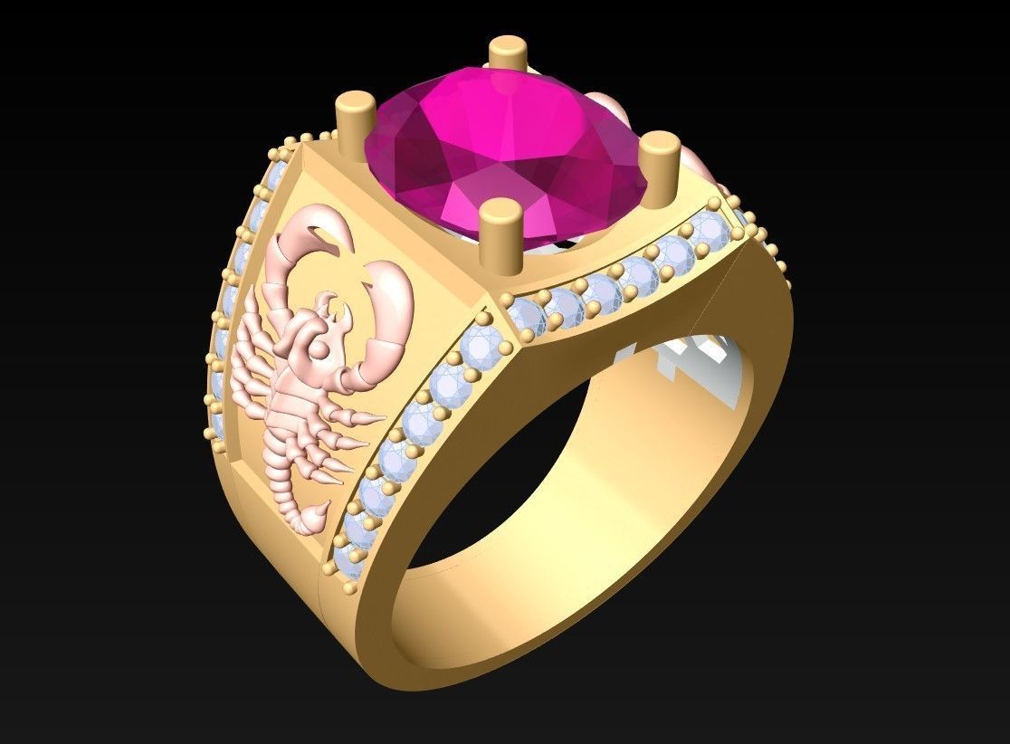 Scorpion Ring -Oval Rings - N1501 3D print model_2