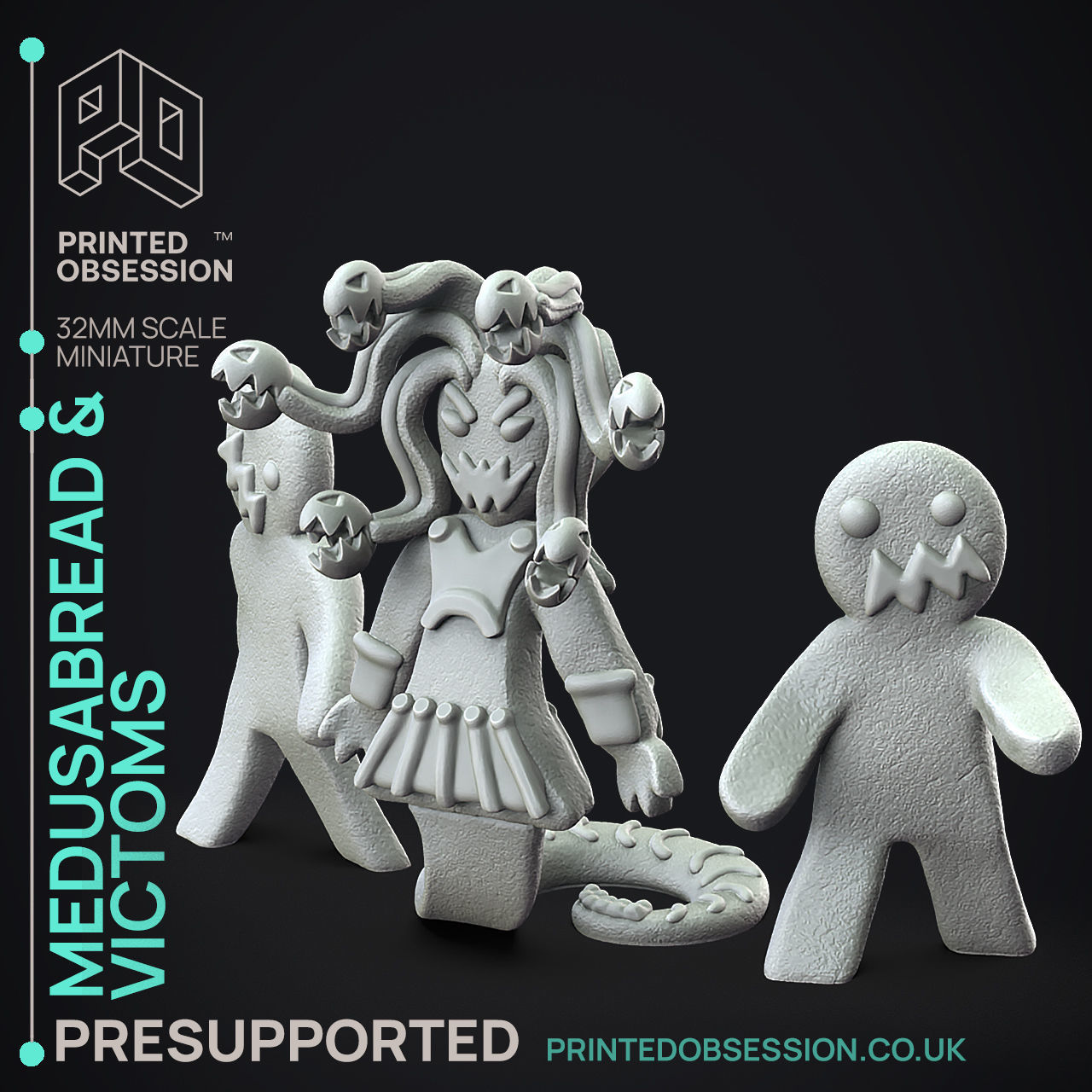 Gingerbread Medusa - 3D Printable TTRPG - PRESUPPORTED - 32mm 3D print model_1