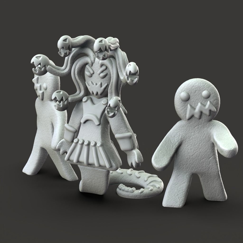 Gingerbread Medusa - 3D Printable TTRPG - PRESUPPORTED - 32mm 3D print model_4