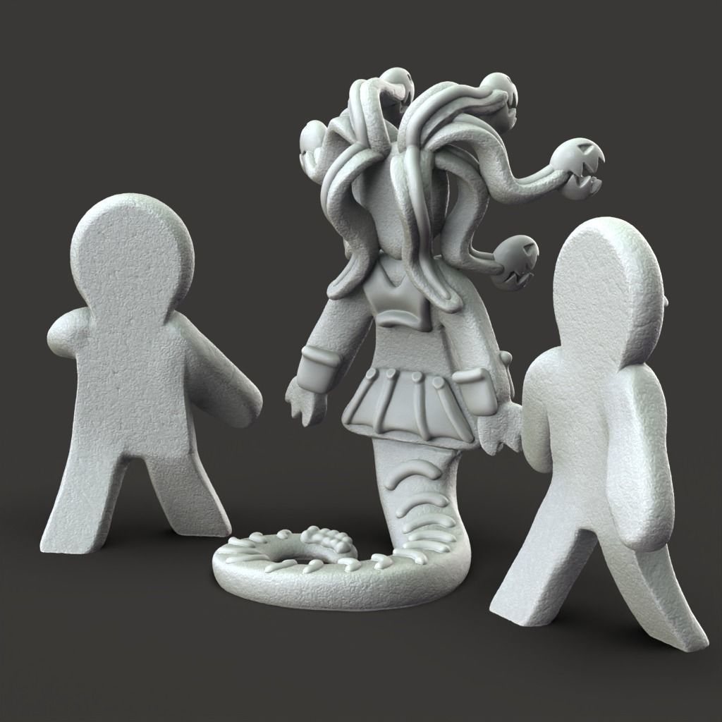 Gingerbread Medusa - 3D Printable TTRPG - PRESUPPORTED - 32mm 3D print model_6