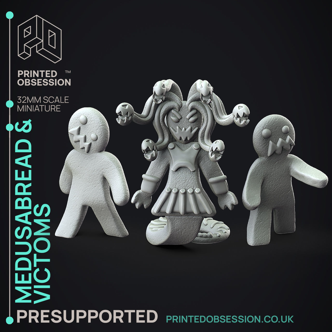 Gingerbread Medusa - 3D Printable TTRPG - PRESUPPORTED - 32mm 3D print model_3