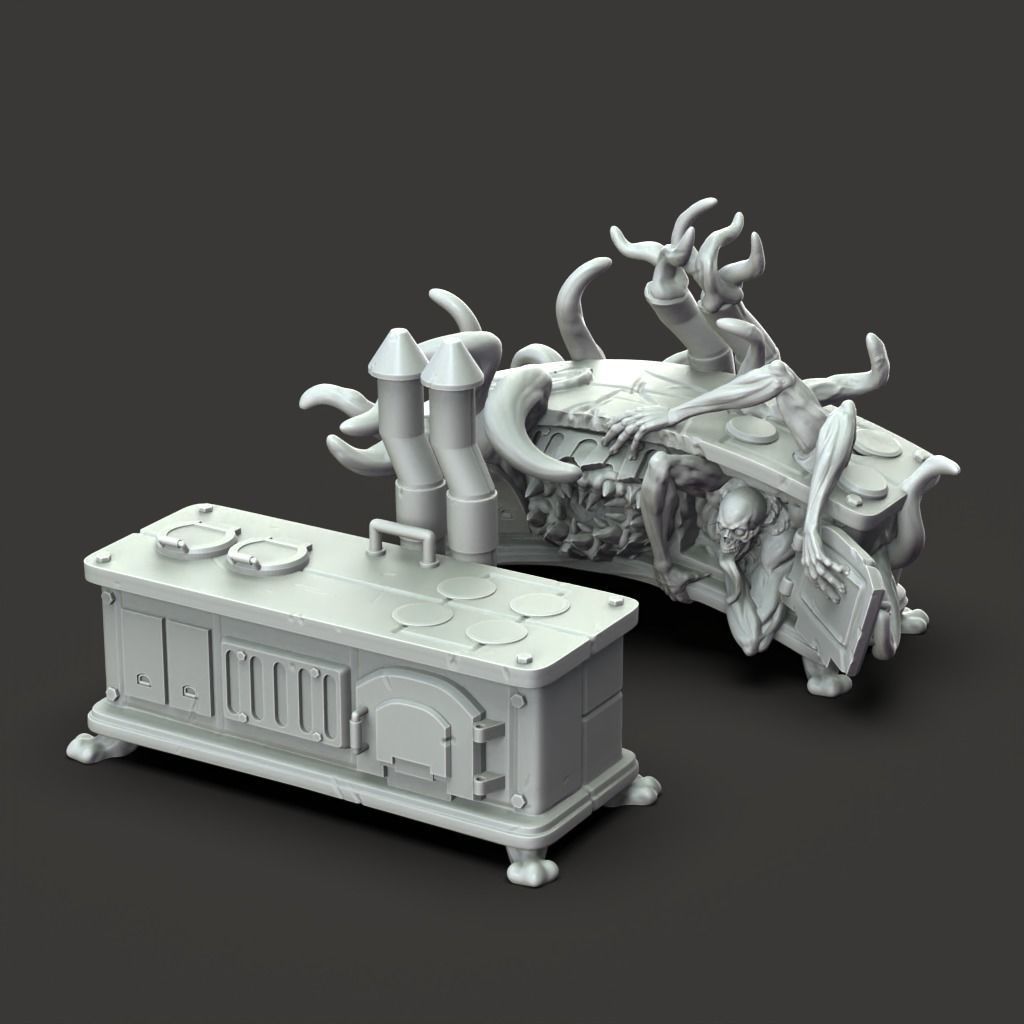 Possessed Oven - 3D Printable TTRPG - PRESUPPORTED - 32mm Scale 3D print model_5