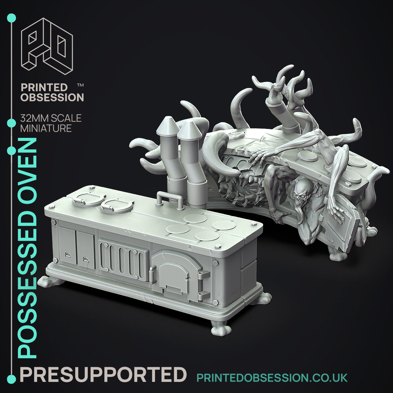 Possessed Oven - 3D Printable TTRPG - PRESUPPORTED - 32mm Scale 3D print model_1