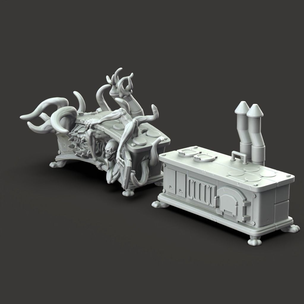 Possessed Oven - 3D Printable TTRPG - PRESUPPORTED - 32mm Scale 3D print model_3