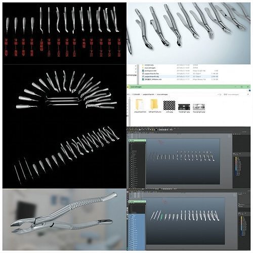 Dental forceps braces extraction tools 3D model CGTrader