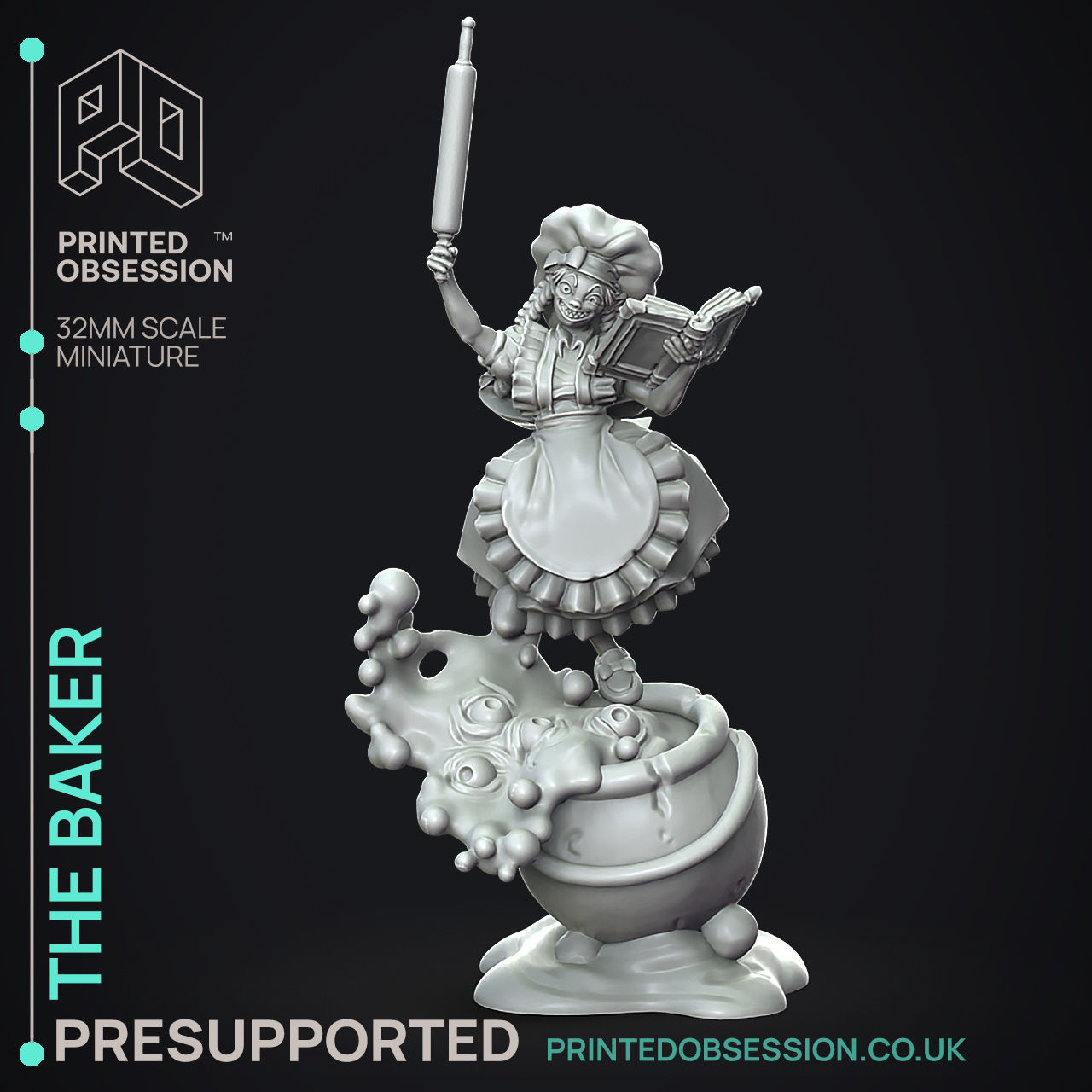 The Baker - 3D Printable TTRPG - PRESUPPORTED - 32mm Scale 3D print model_2