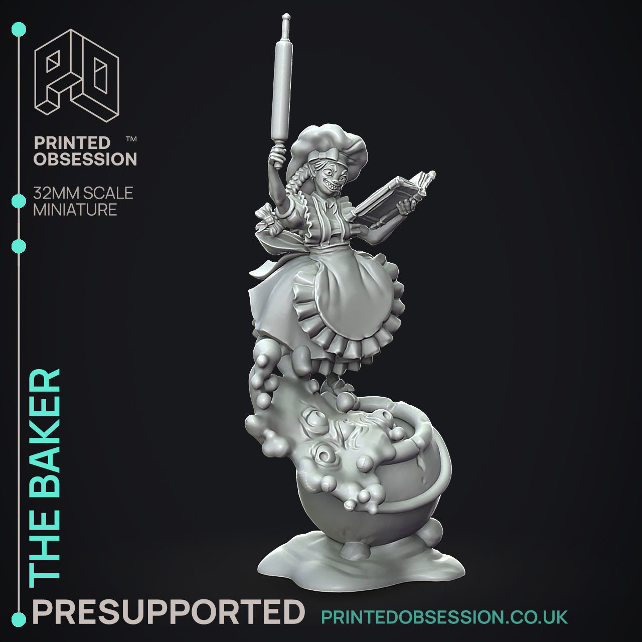 The Baker - 3D Printable TTRPG - PRESUPPORTED - 32mm Scale 3D print model_1