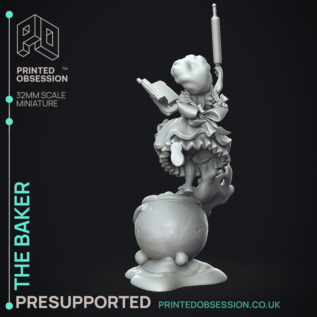 The Baker - 3D Printable TTRPG - PRESUPPORTED - 32mm Scale 3D print model_6