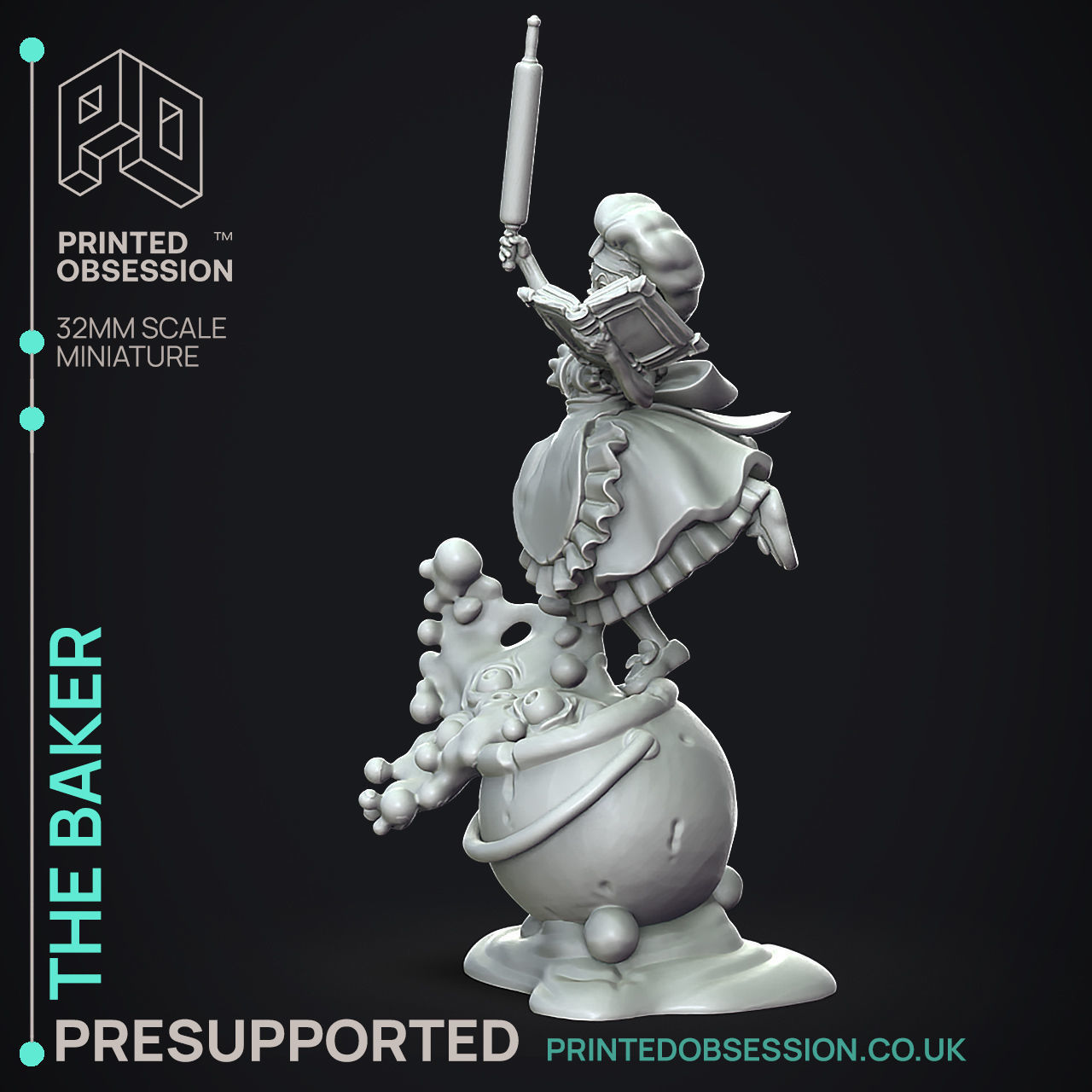 The Baker - 3D Printable TTRPG - PRESUPPORTED - 32mm Scale 3D print model_9