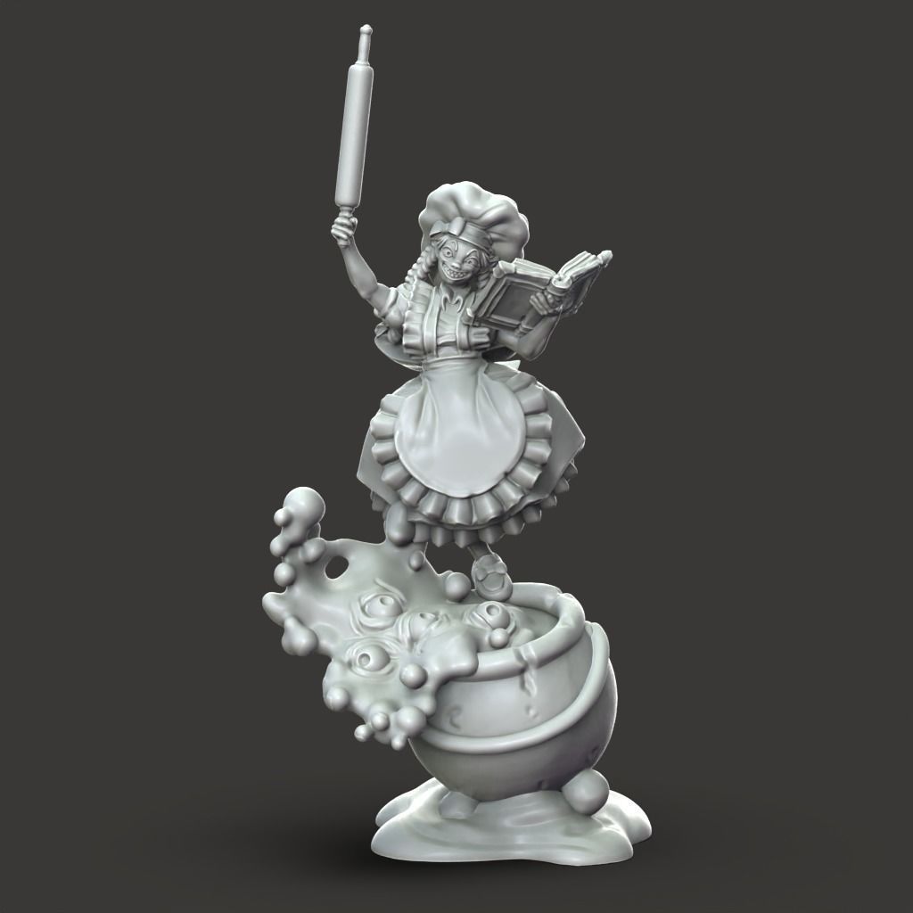 The Baker - 3D Printable TTRPG - PRESUPPORTED - 32mm Scale 3D print model_3