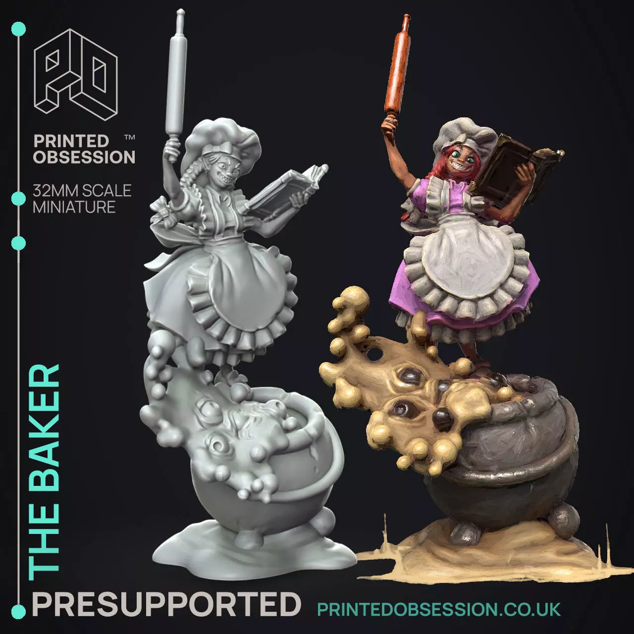 The Baker - 3D Printable TTRPG - PRESUPPORTED - 32mm Scale 3D print model_0