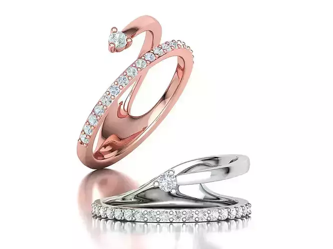 Fashion Diamond Women Ring Lucy Double Shank Ring 3Dmodel 3D print model
