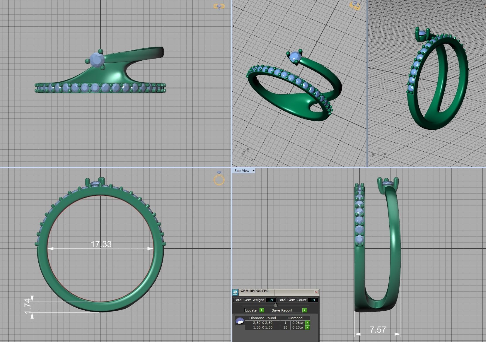 Fashion Diamond Women Ring Lucy Double Shank Ring 3Dmodel 3D print model_9