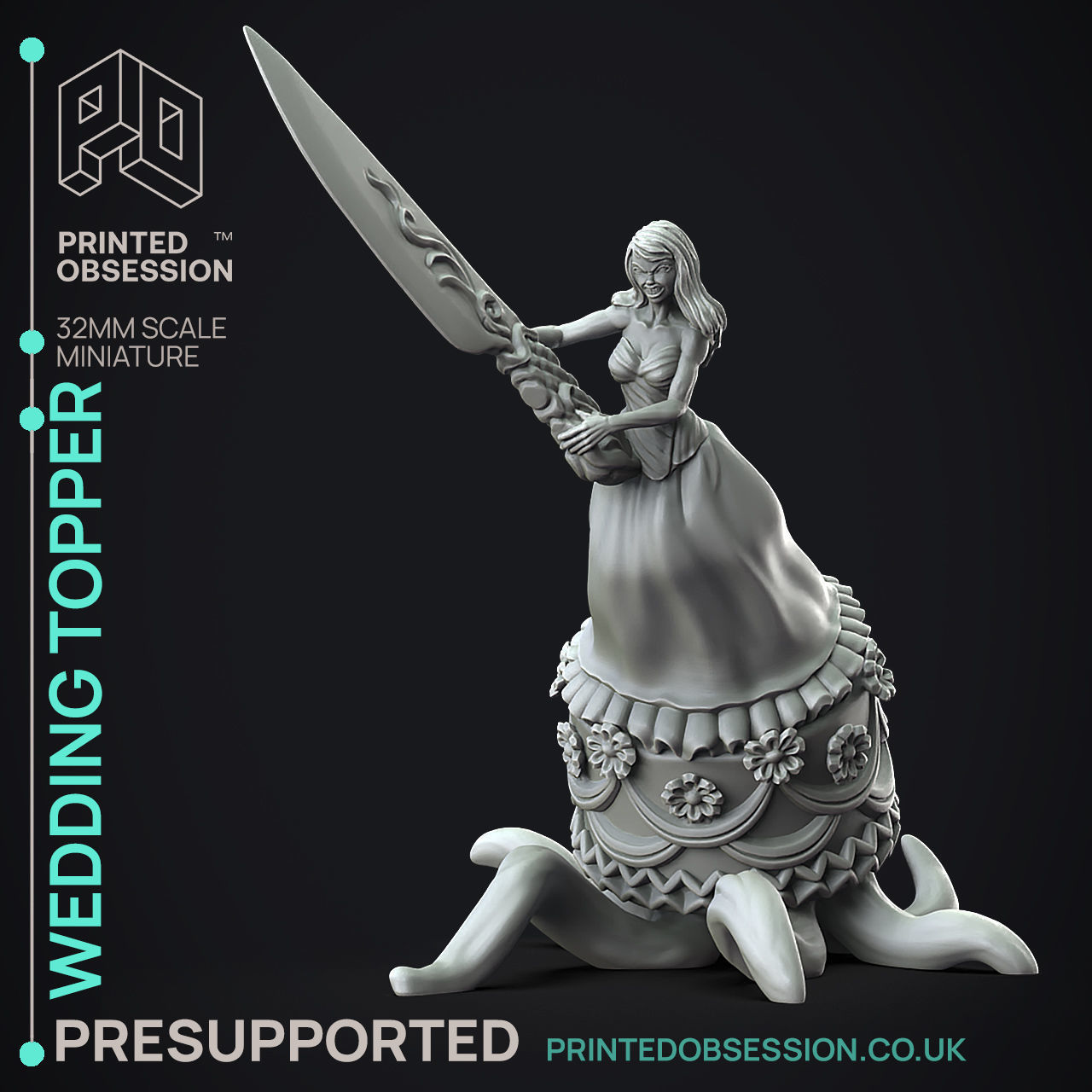 Wedding Cake Topper - 3D Printable TTRPG - PRESUPPORTED - 32mm 3D print model_1