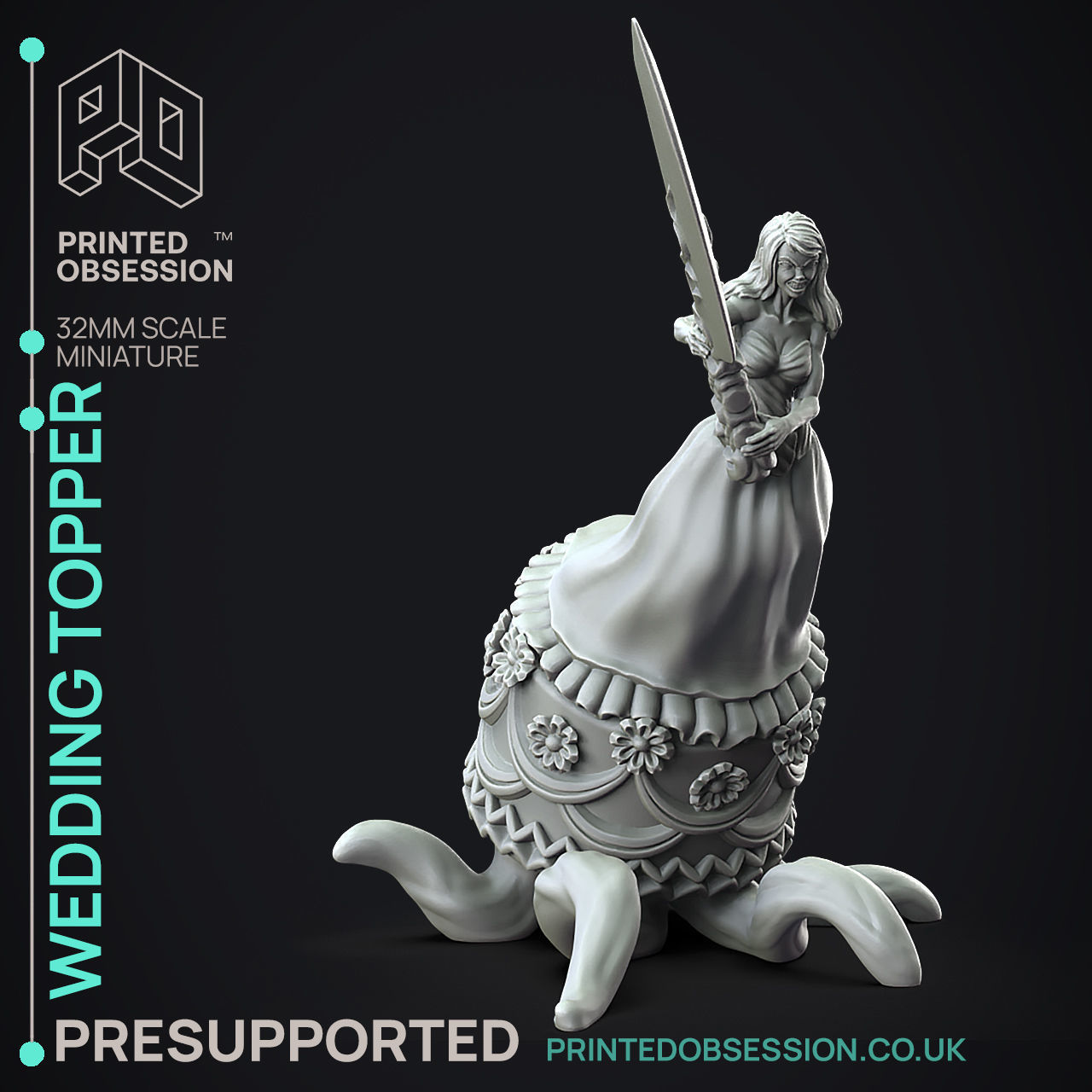 Wedding Cake Topper - 3D Printable TTRPG - PRESUPPORTED - 32mm 3D print model_2