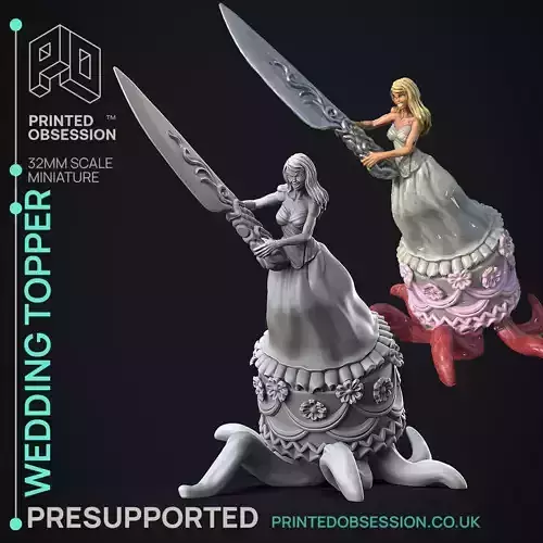 Wedding Cake Topper - 3D Printable TTRPG - PRESUPPORTED - 32mm 3D print model