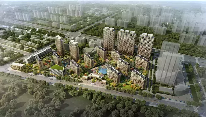 3Dmax fashion city commercial square building 196