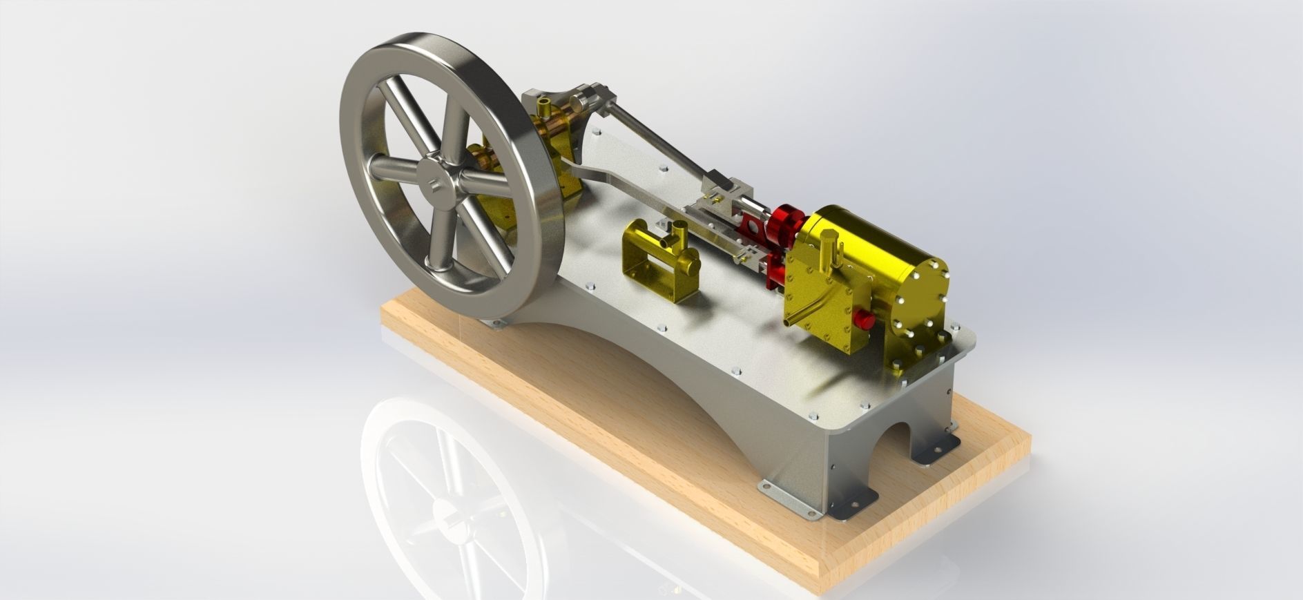 1 CYLINDER HORIZONTAL STEAM ENGINE WITH SLIDE VALVE 3D model_3