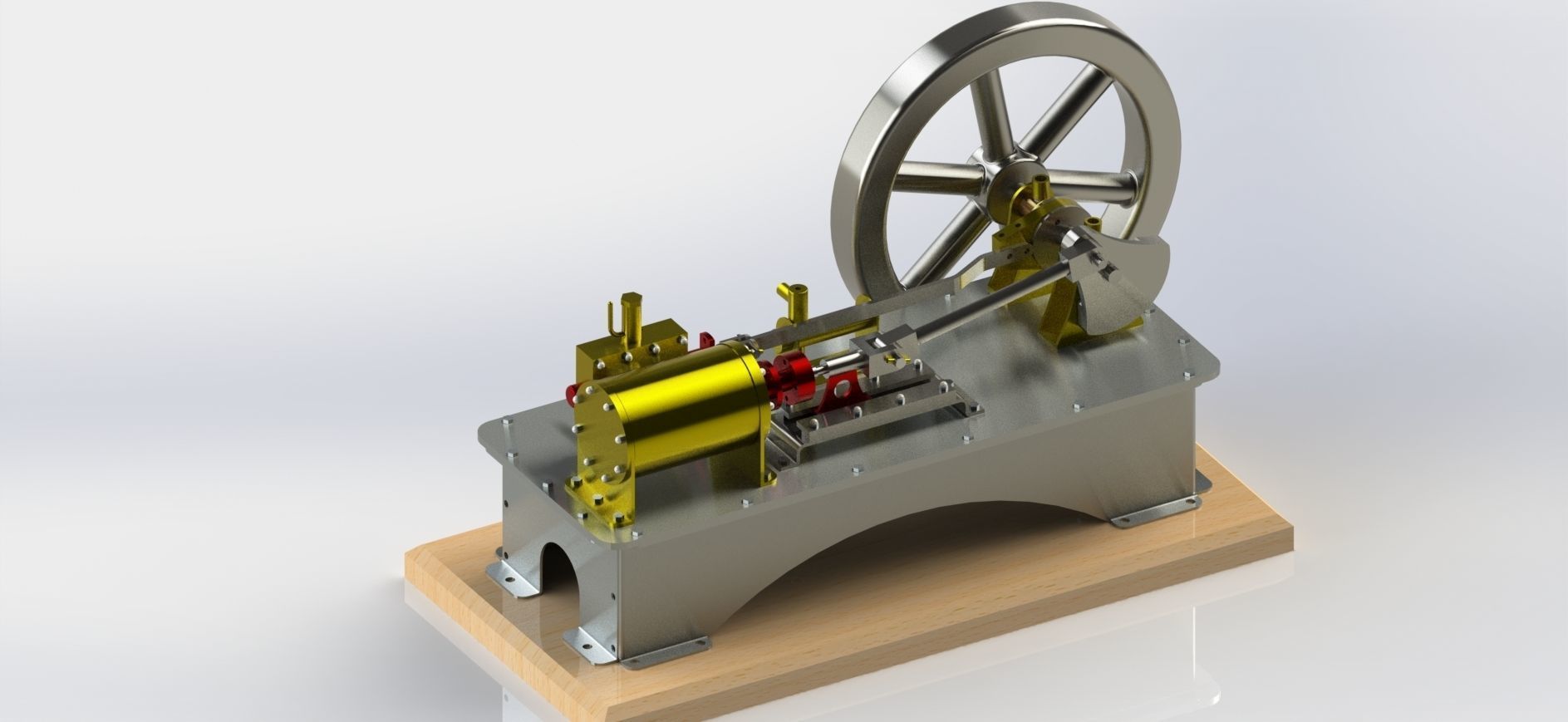 1 CYLINDER HORIZONTAL STEAM ENGINE WITH SLIDE VALVE 3D model_7