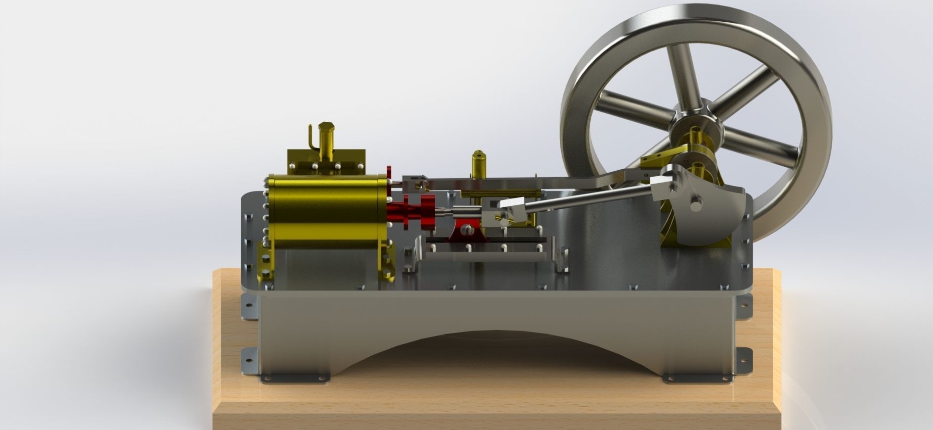 1 CYLINDER HORIZONTAL STEAM ENGINE WITH SLIDE VALVE 3D model_5