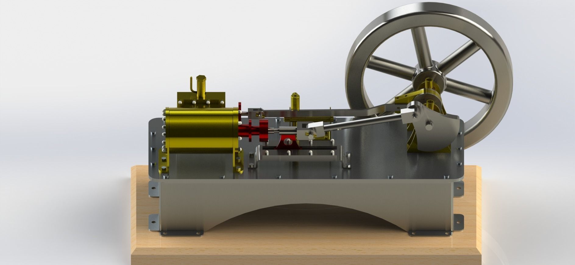 1 CYLINDER HORIZONTAL STEAM ENGINE WITH SLIDE VALVE 3D model_6