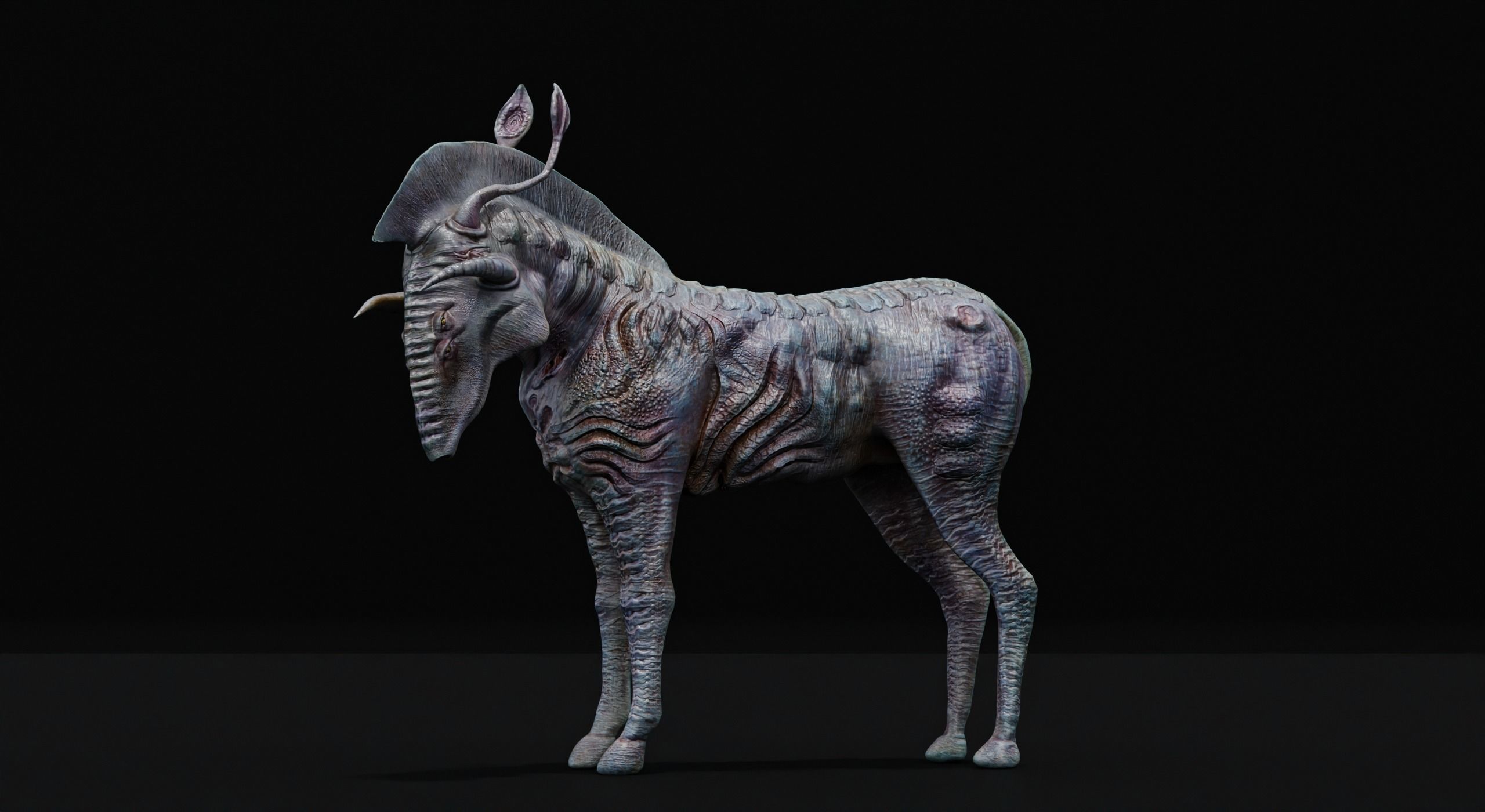 Horse Alien Creature Low-poly 3D model_3