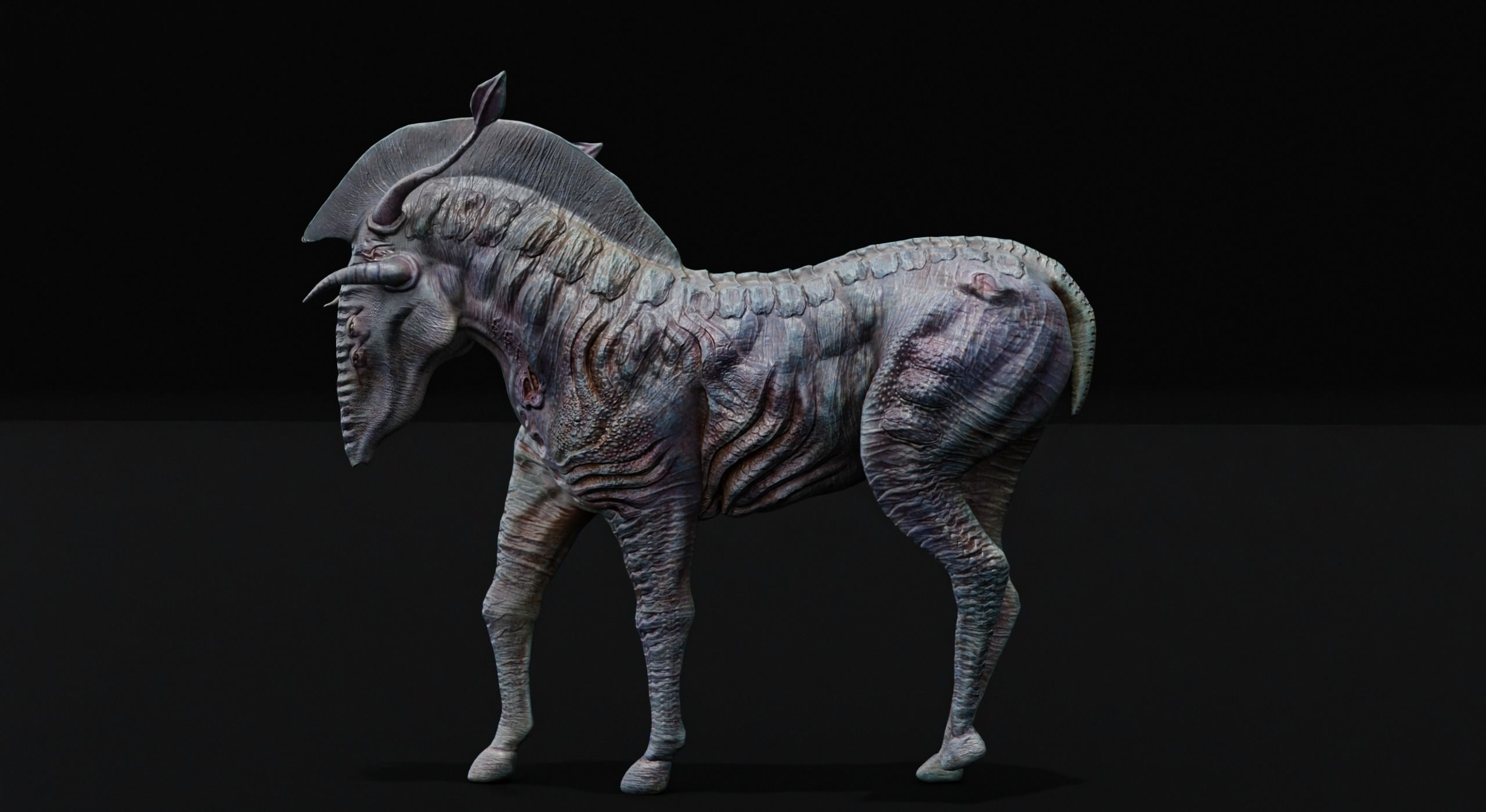 Horse Alien Creature Low-poly 3D model_11