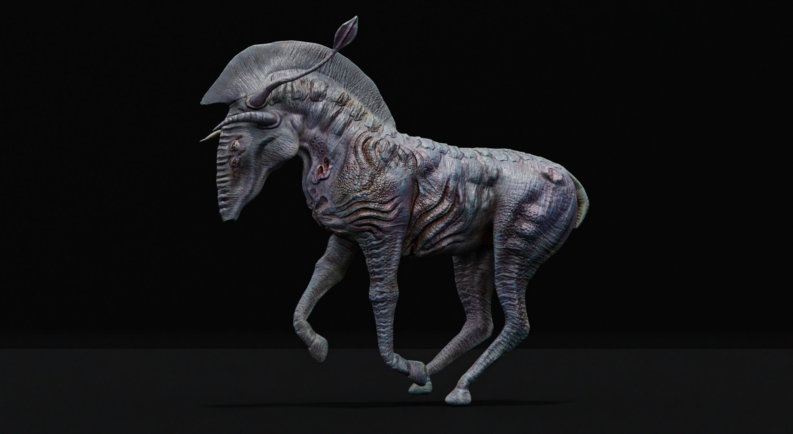 Horse Alien Creature Low-poly 3D model_7