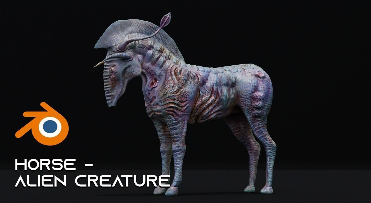 Horse Alien Creature Low-poly 3D model_23