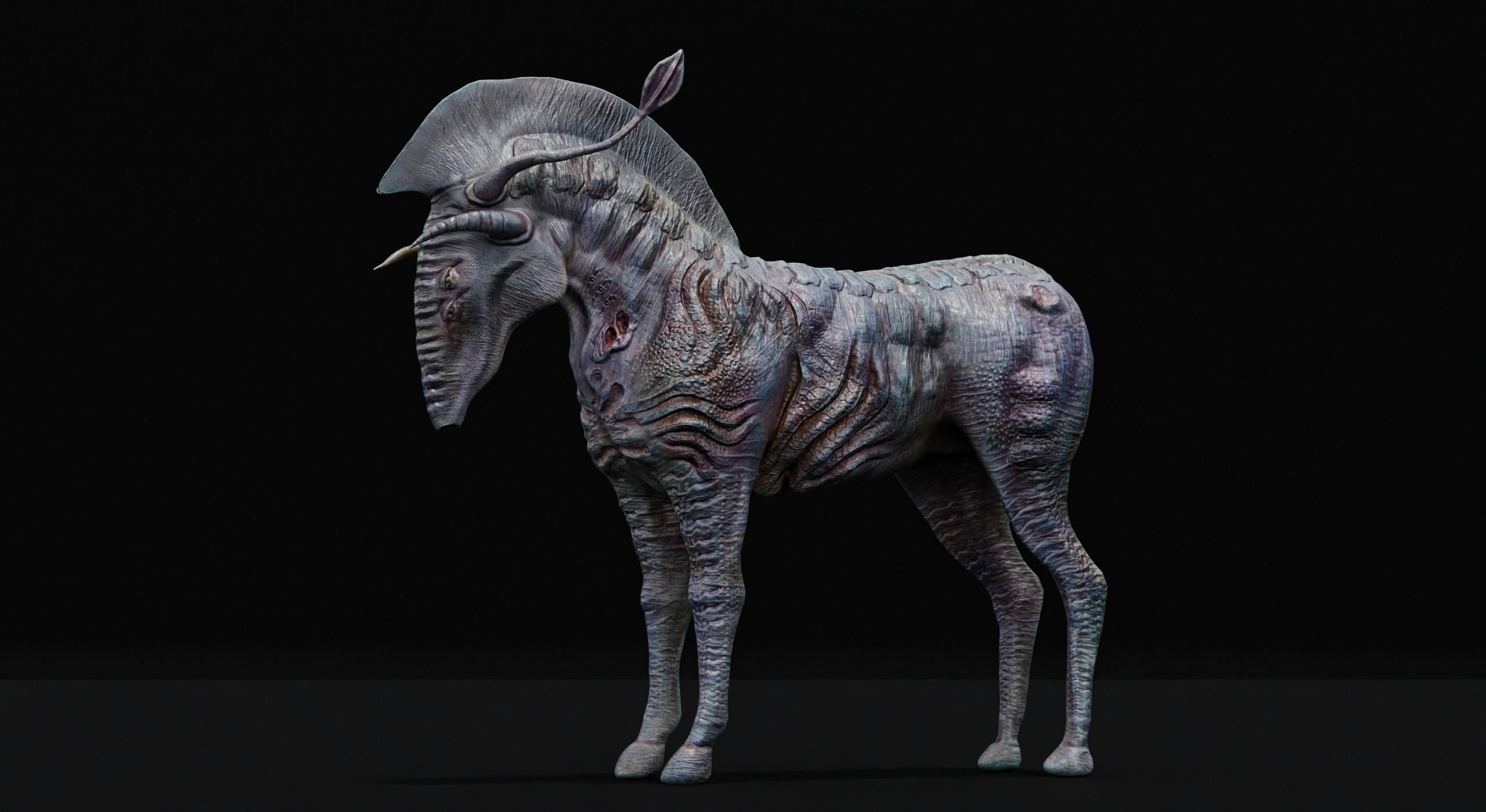 Horse Alien Creature Low-poly 3D model_30