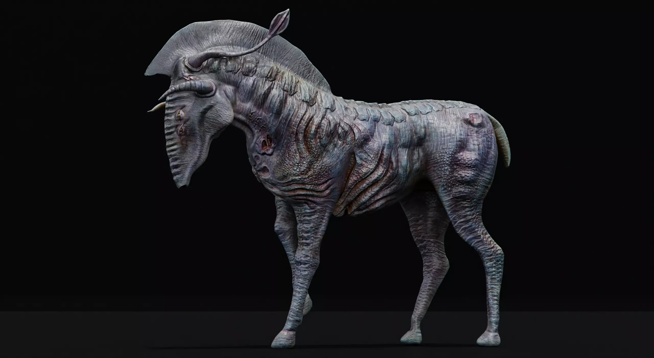 Horse Alien Creature Low-poly 3D model_0