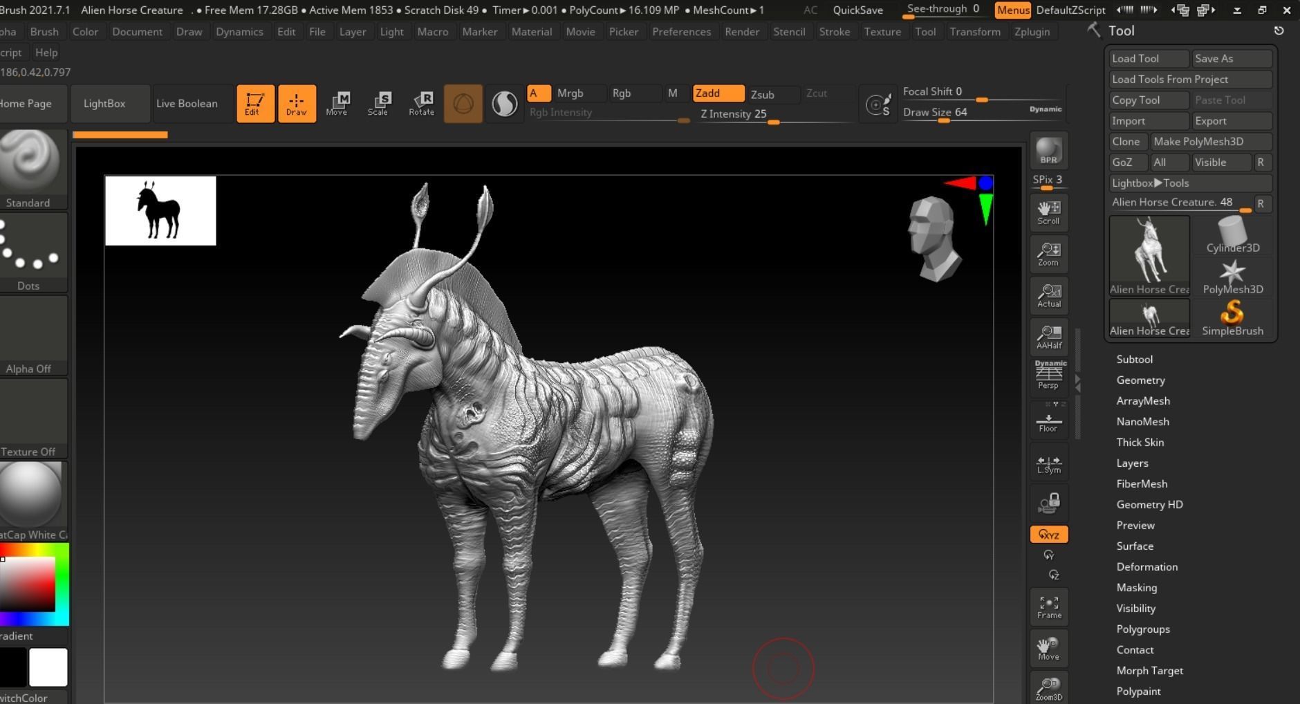 Horse Alien Creature Low-poly 3D model_19
