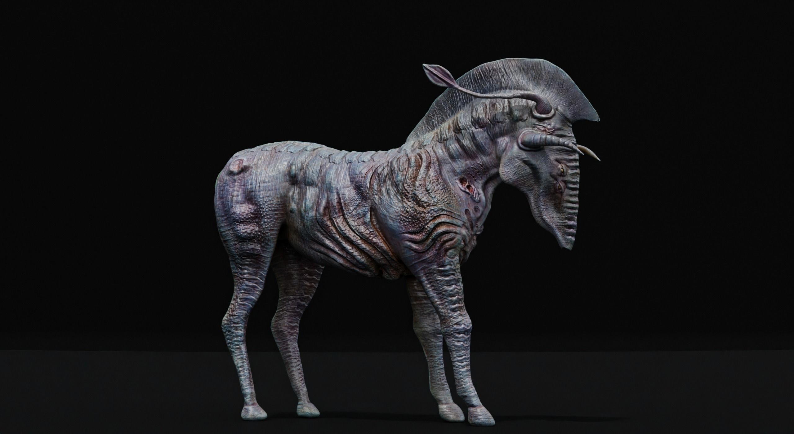 Horse Alien Creature Low-poly 3D model_13