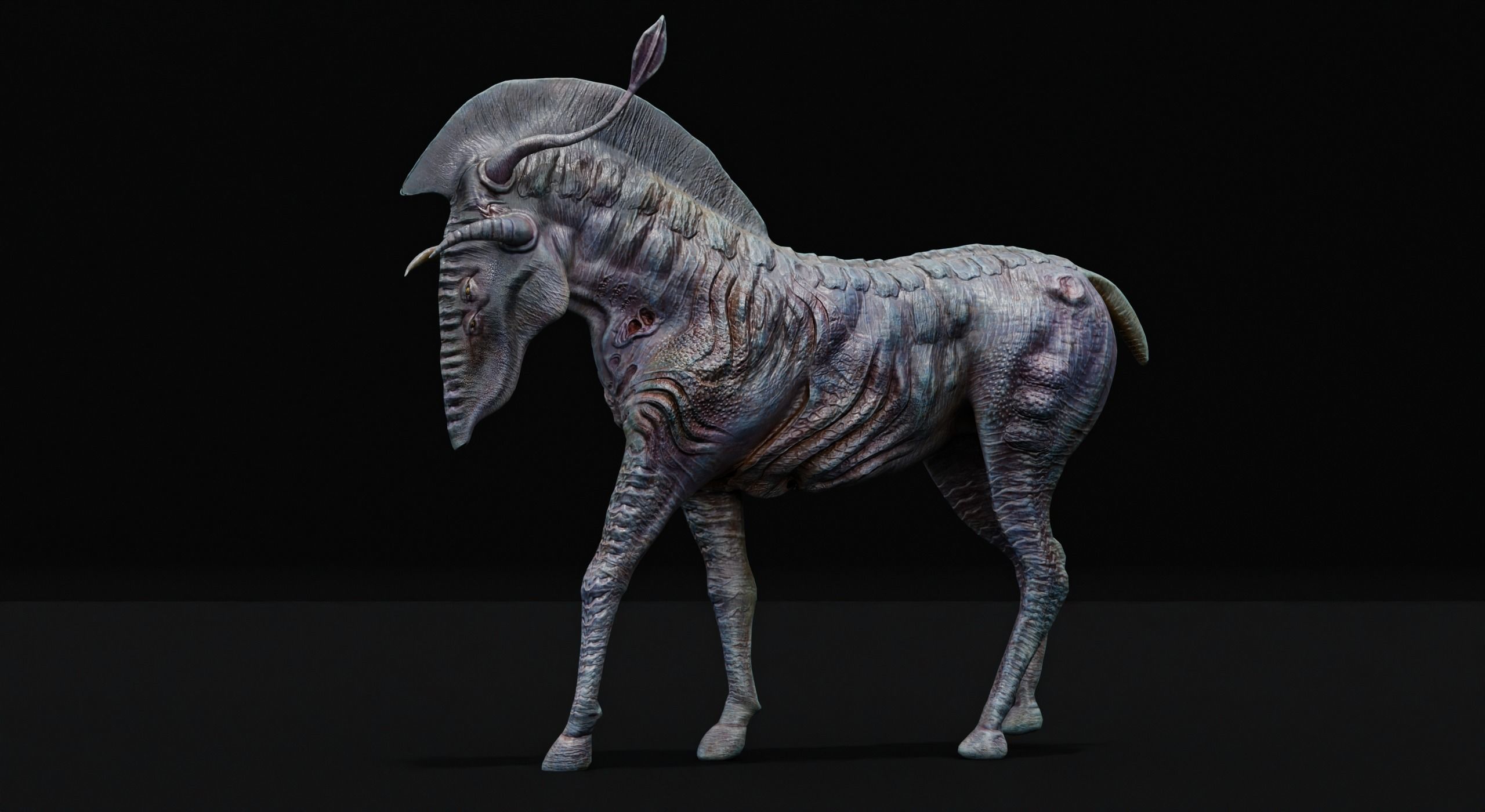 Horse Alien Creature Low-poly 3D model_6