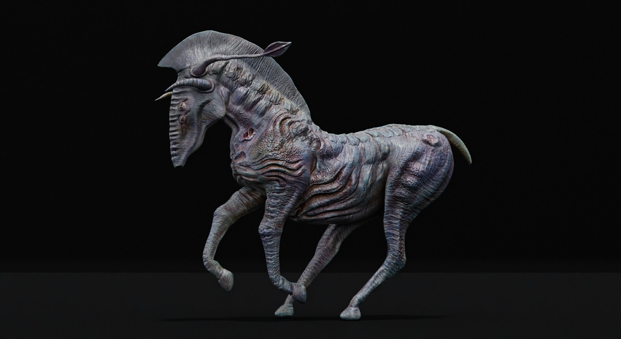 Horse Alien Creature Low-poly 3D model_26