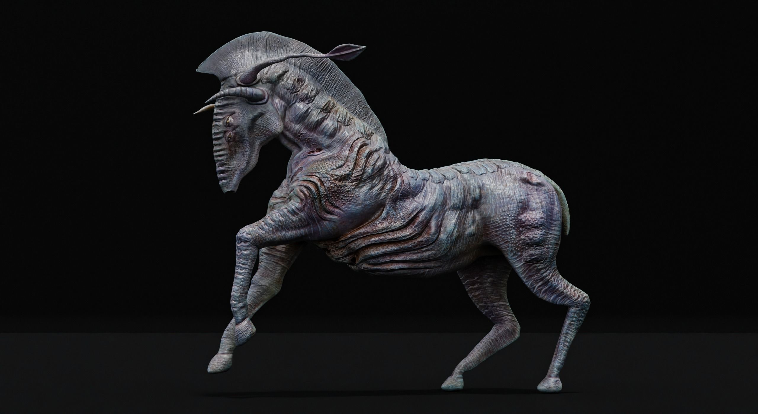 Horse Alien Creature Low-poly 3D model_10