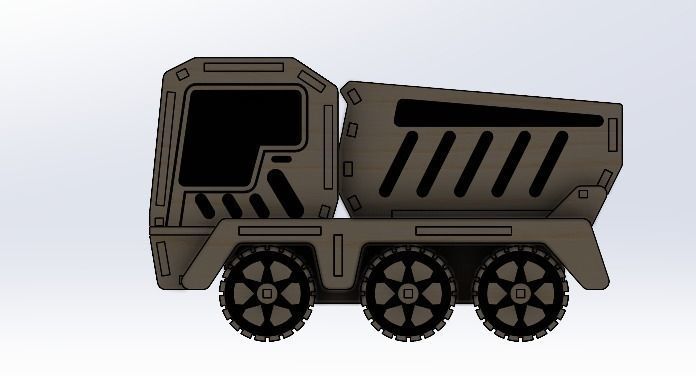 laser-cut wooden truck model 3D print model_1