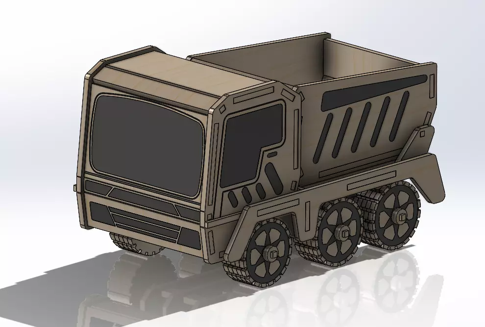 laser-cut wooden truck model 3D print model_0