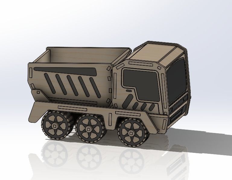 laser-cut wooden truck model 3D print model_2