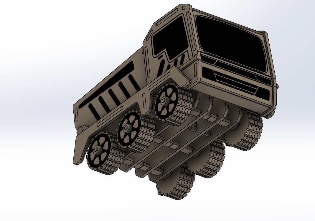 laser-cut wooden truck model 3D print model_4