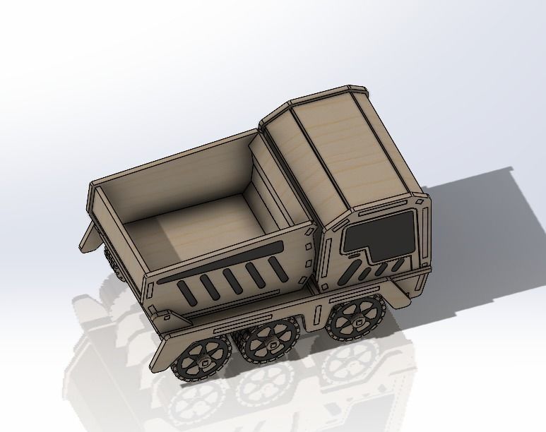 laser-cut wooden truck model 3D print model_5