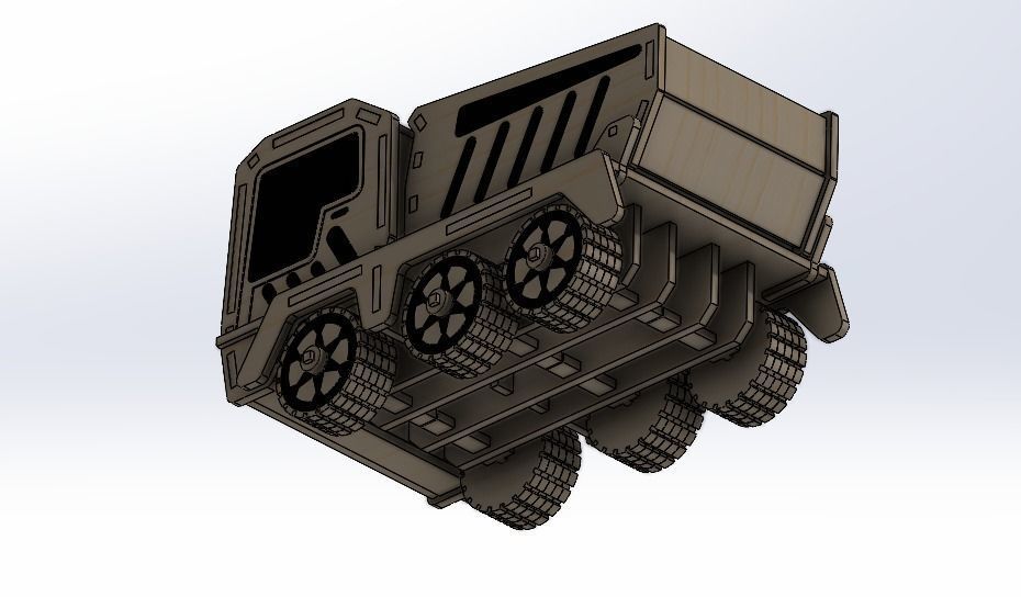 laser-cut wooden truck model 3D print model_3