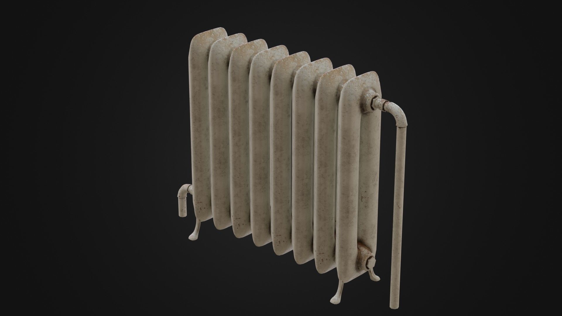 Dirty Soviet Radiator Heater Low-poly 3D model_40