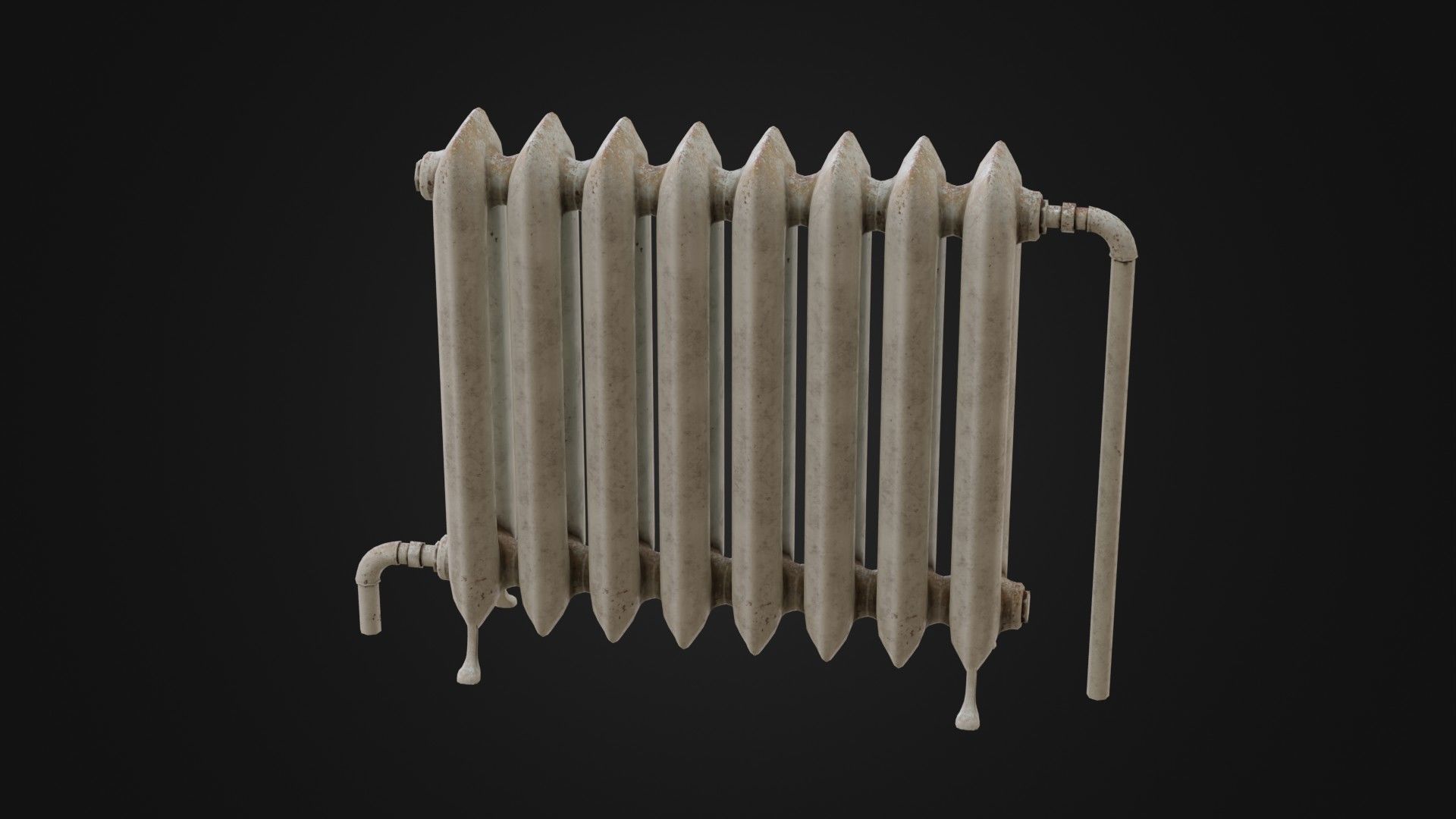 Dirty Soviet Radiator Heater Low-poly 3D model_44