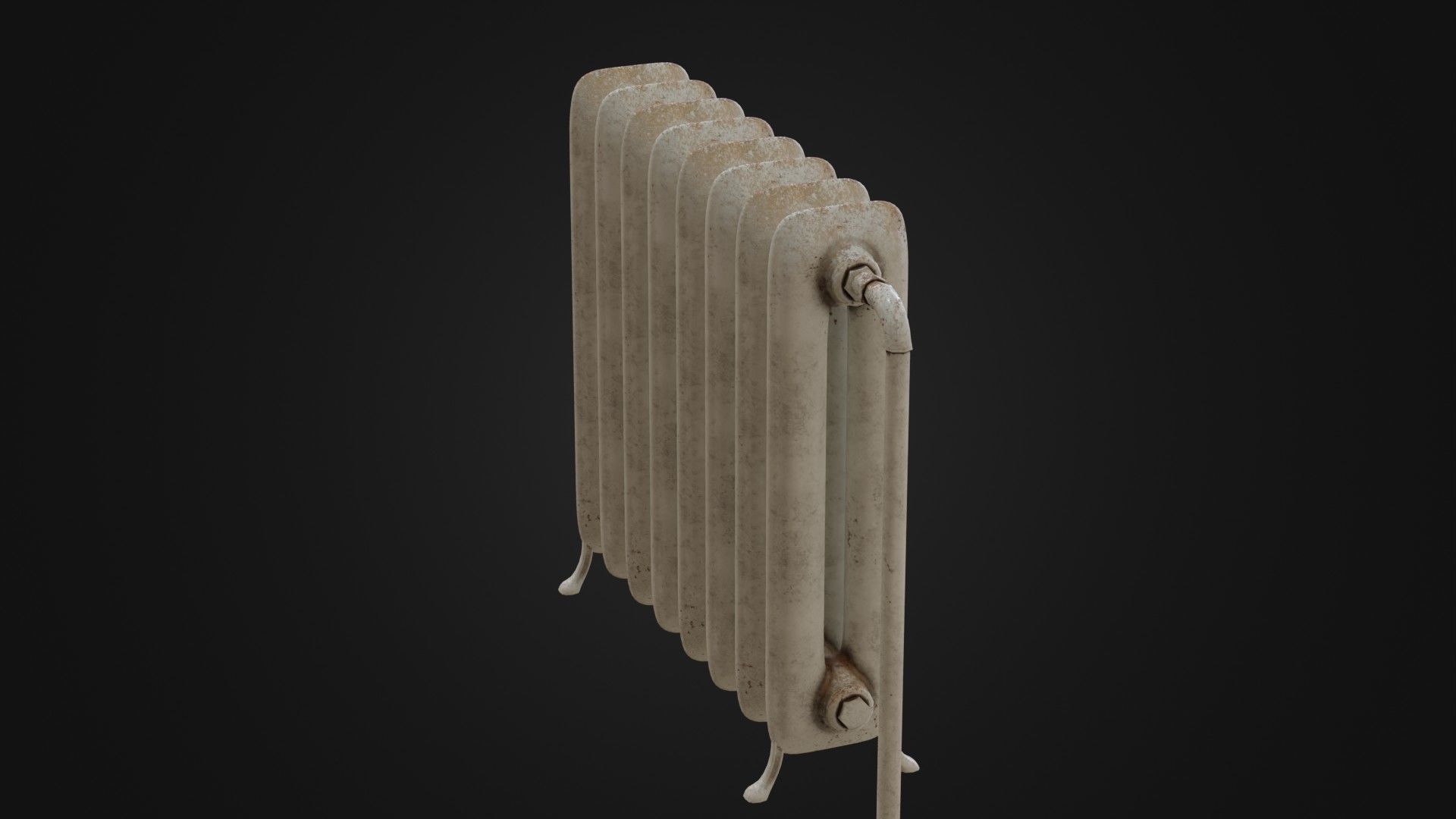 Dirty Soviet Radiator Heater Low-poly 3D model_37