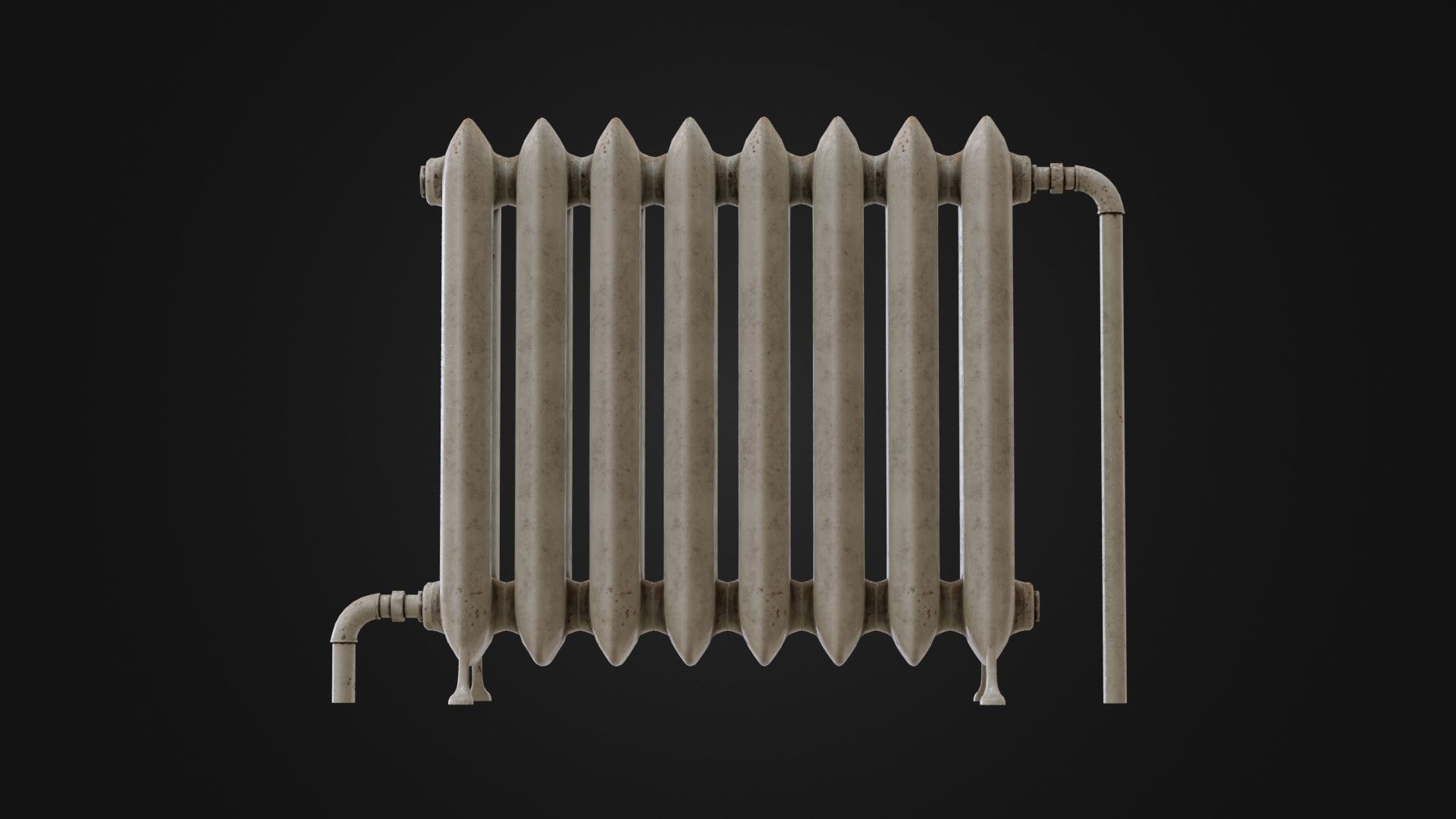 Dirty Soviet Radiator Heater Low-poly 3D model_2