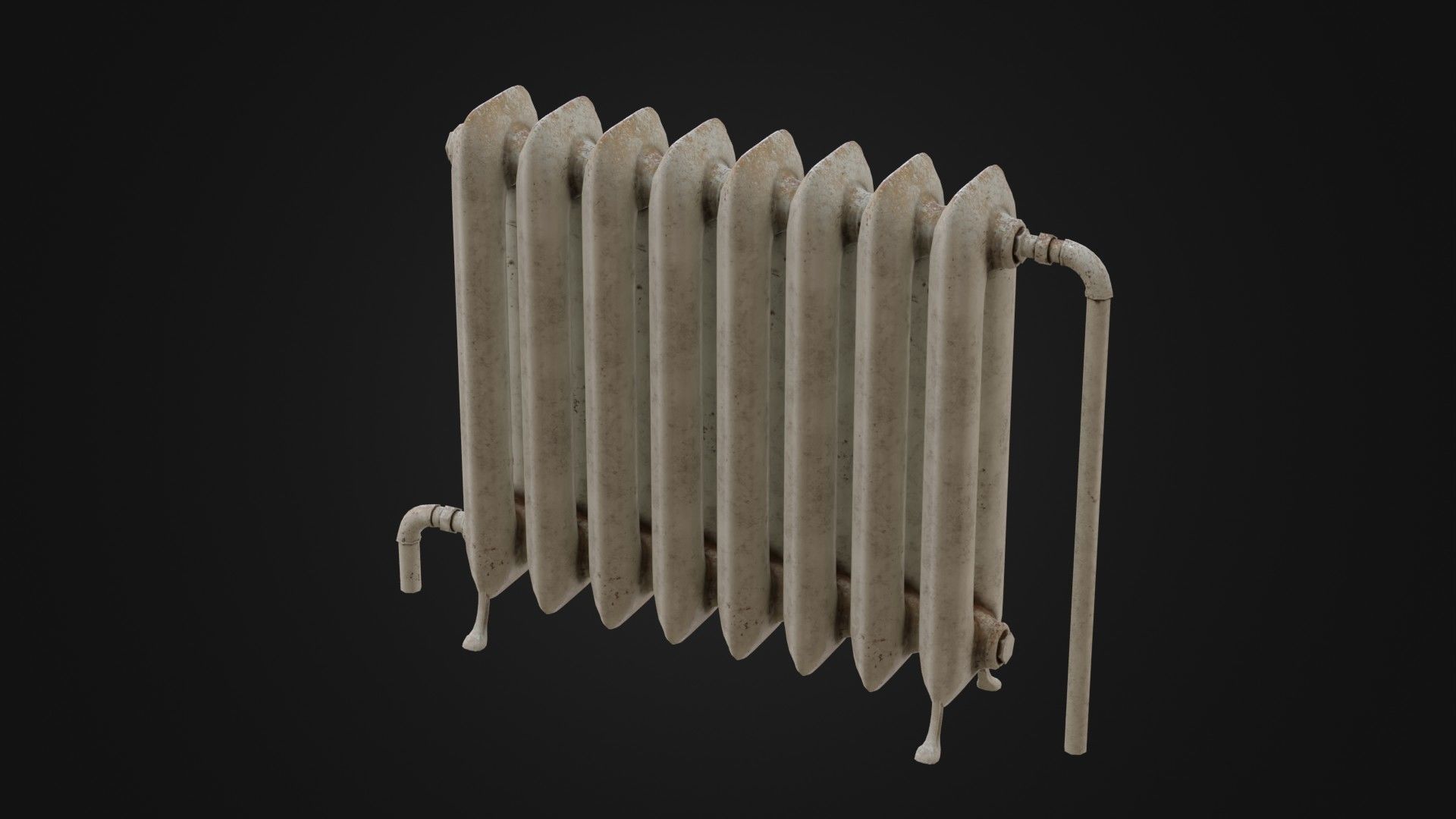Dirty Soviet Radiator Heater Low-poly 3D model_42